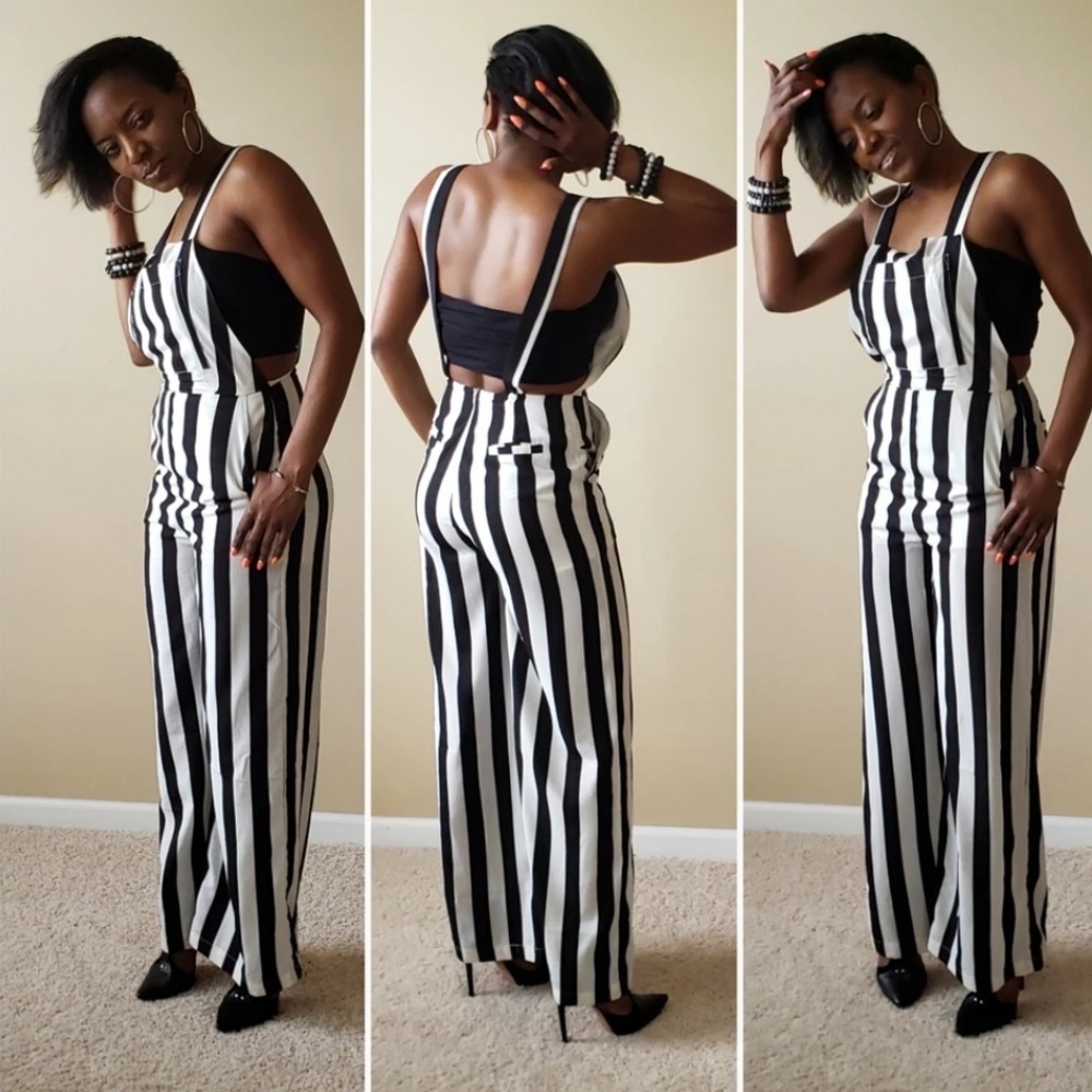 Striped overalls